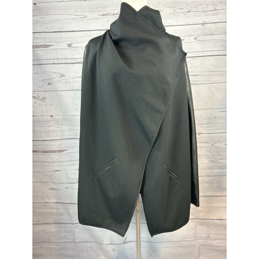 Spanx Tailored Jacket Womens Large Black Open Front Drape Blazer - Picture 2 of 7